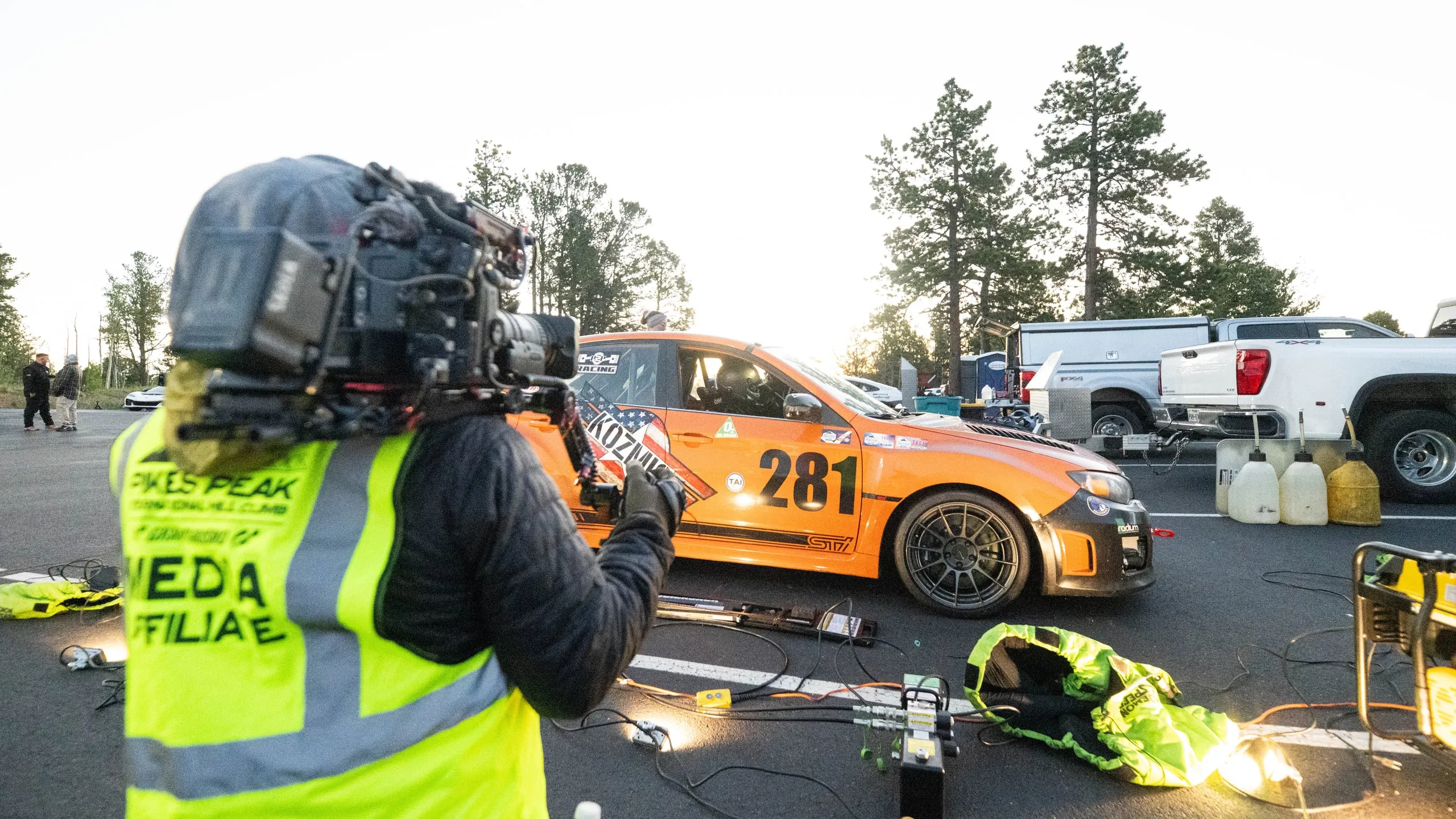 Sober Racing #281 Subaru WRX STI during tech and prep at Pikes Peak 2026