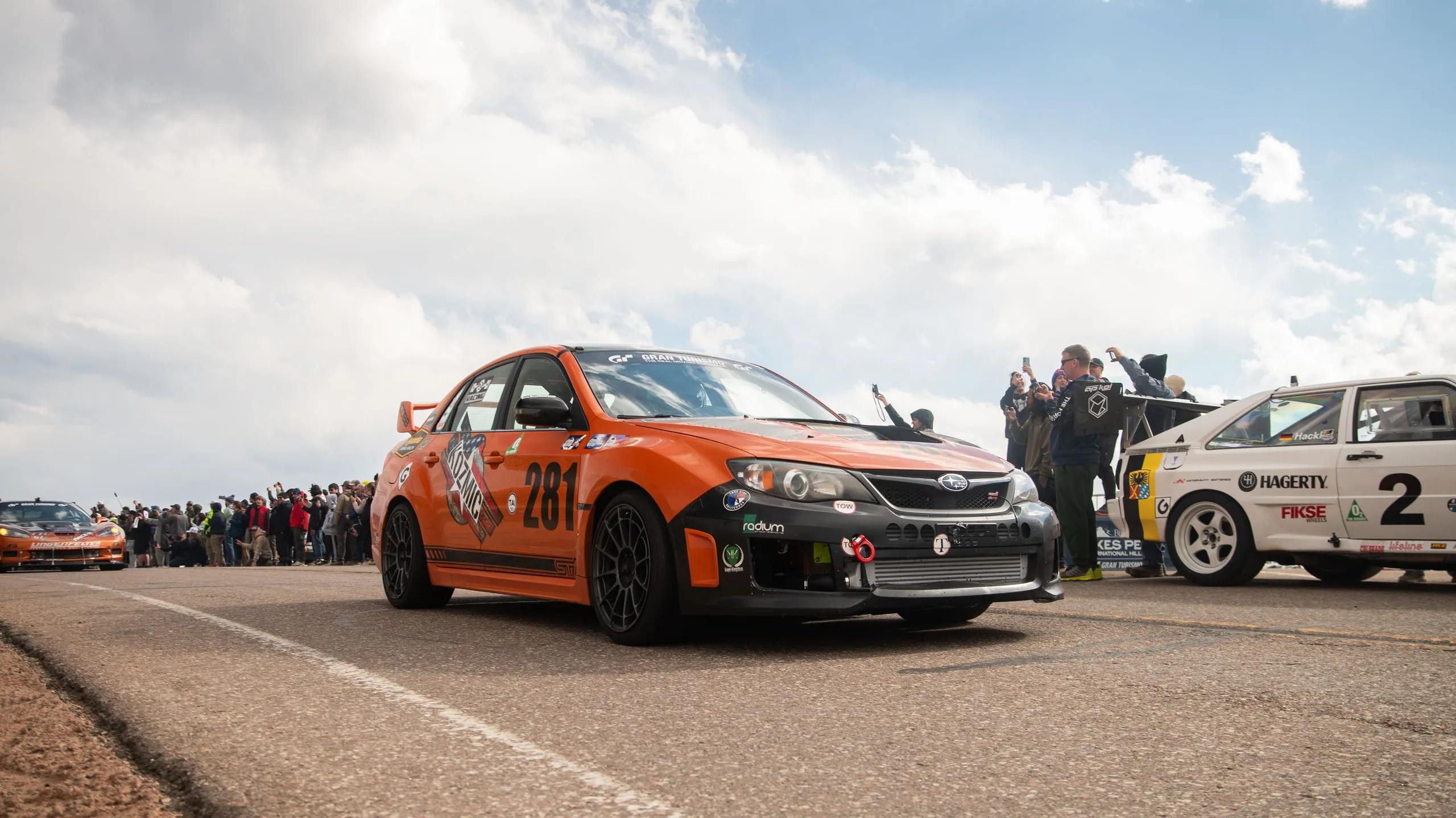 The #281 staged at the start line with the field on race day